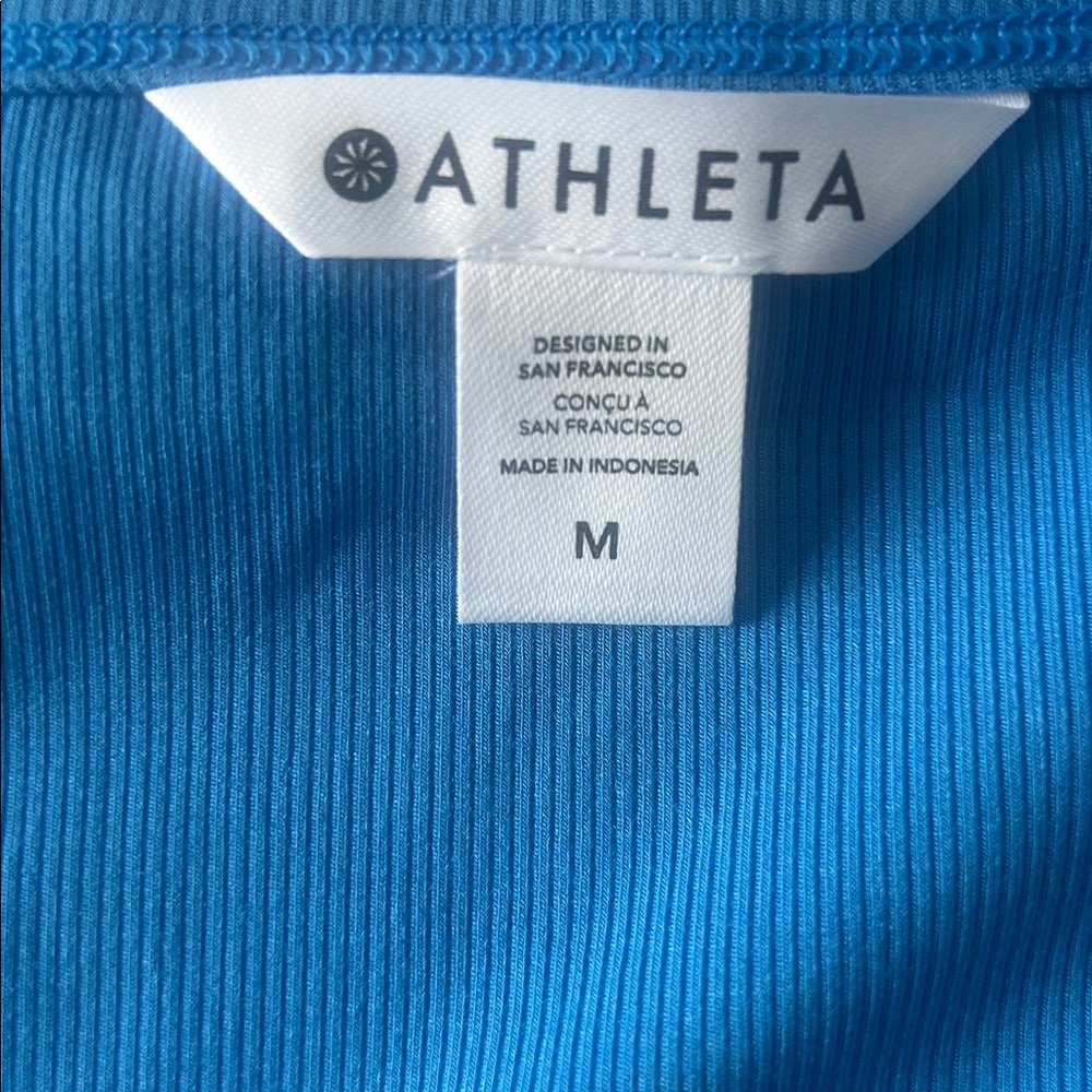 Athleta Vibrant Blue Signature Rib Long Sleeve Tee - Picture 3 of 5